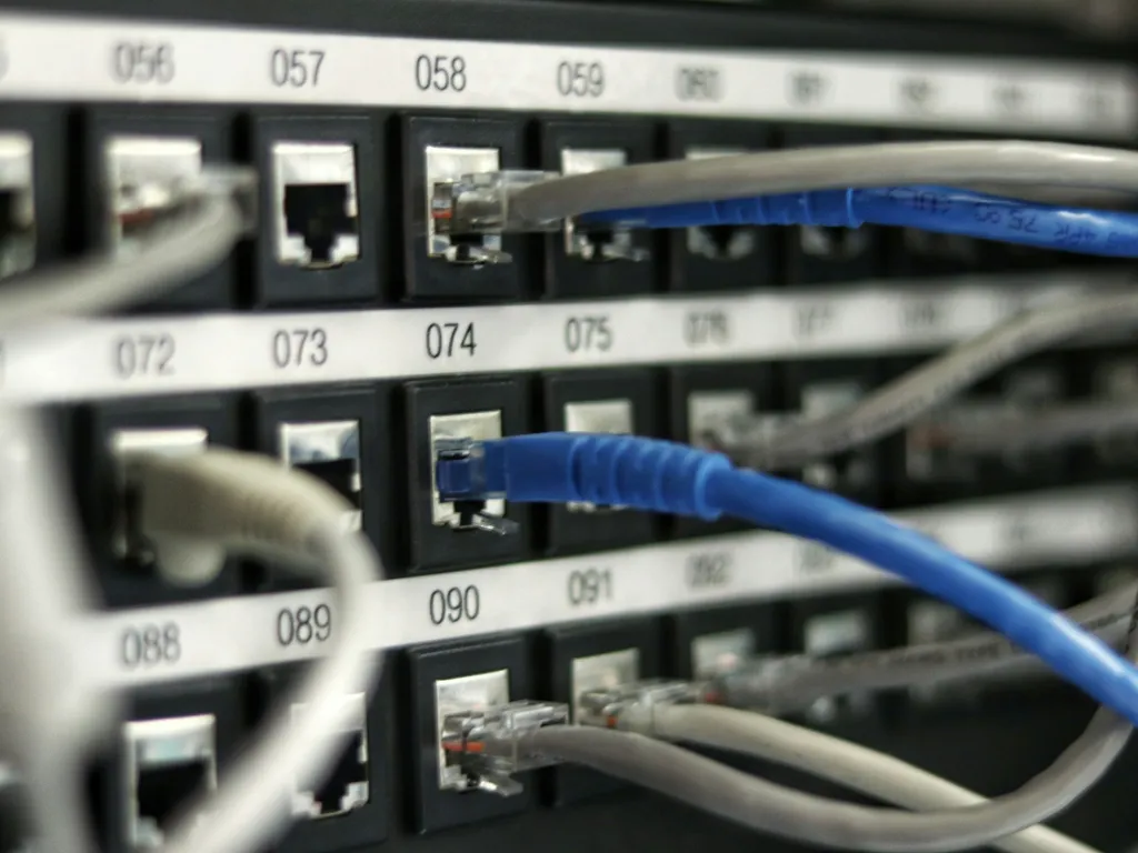 Network cabling and switch ports shown as connectivity and network parts context.